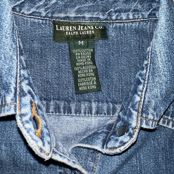 Lauren Jeans Co Ralph Lauren 90s Blue Denim Shirt M - Picture 5 of 8